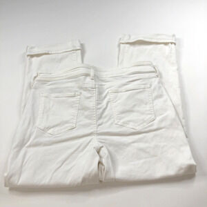 NYDJ Marilyn Straight 10 (Fits 32W 25L) Lift Tuck Mid Rise Jeans Cuffed White